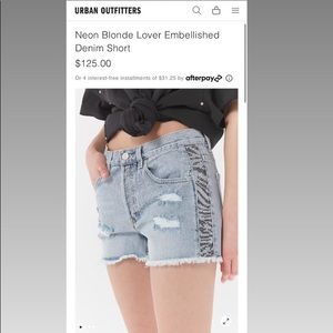 Neon Blonde Lover Embellished Denim Shorts